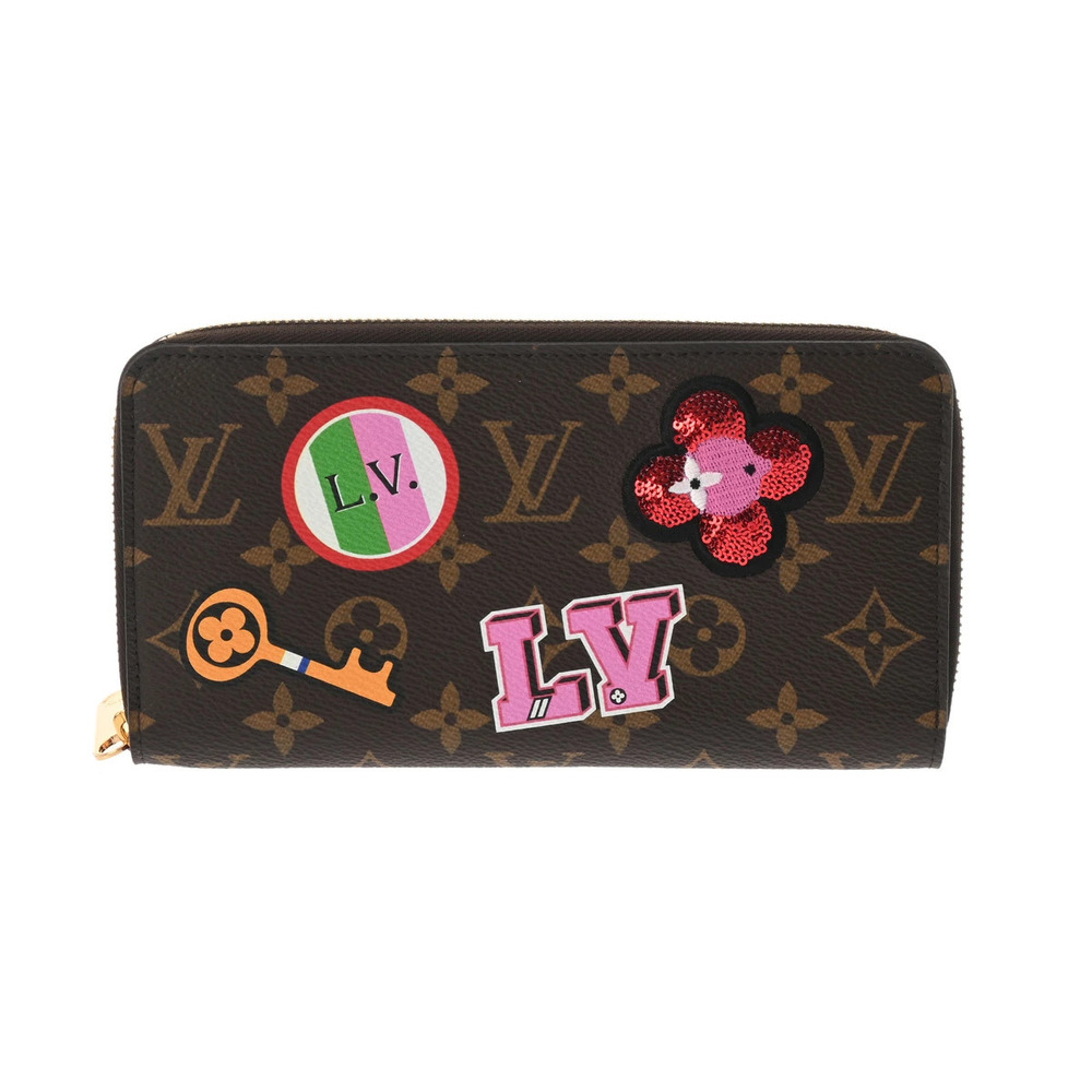 LOUIS VUITTON Monogram Zippy Wallet Patches Brown Canvas Long